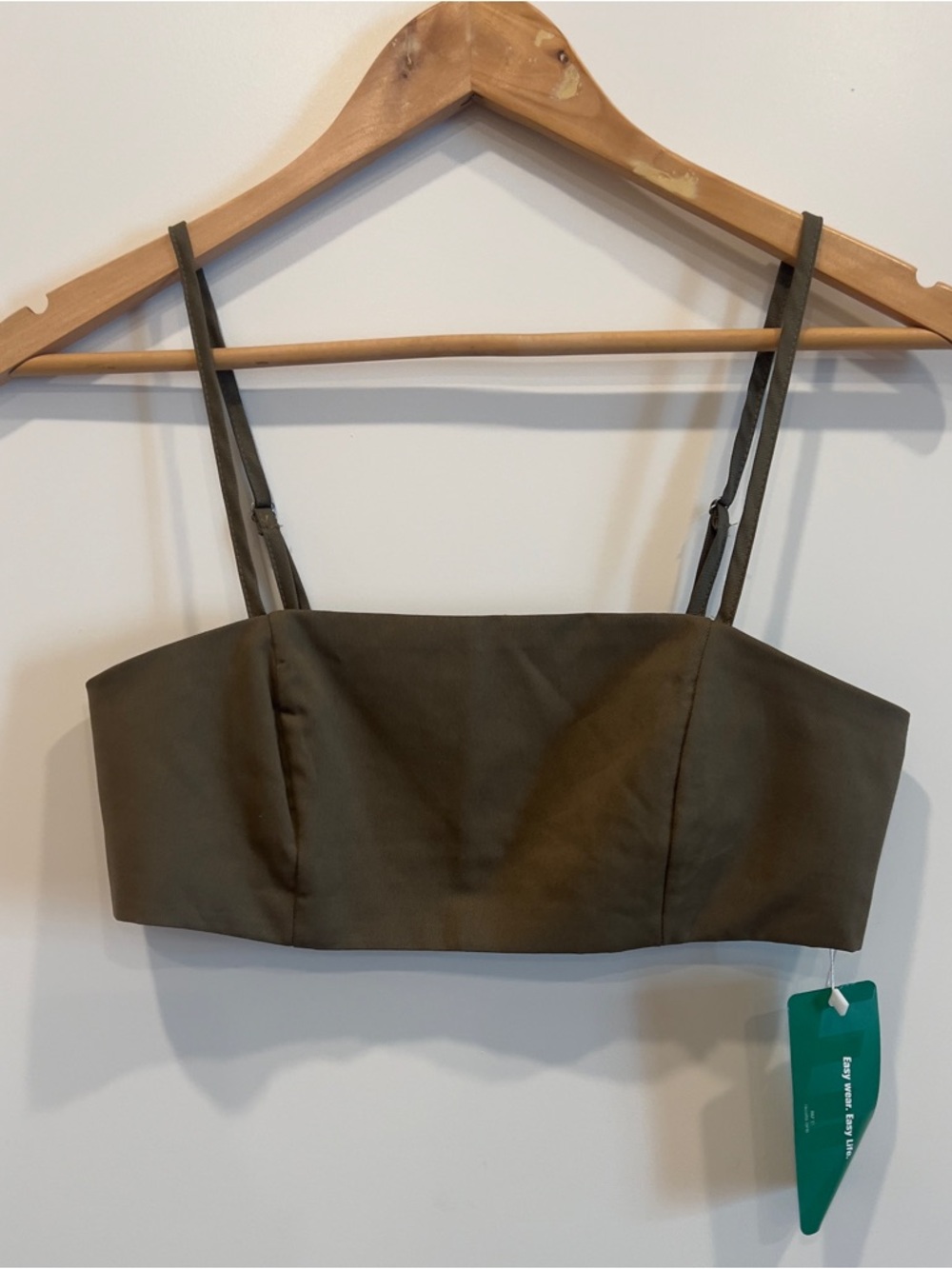 SHEIN Olive Green Spaghetti Strap Crop Top
